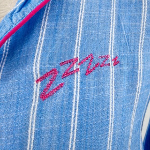 Anthropologie XS Striped Pajama Buttondown Blue - Picture 2 of 9